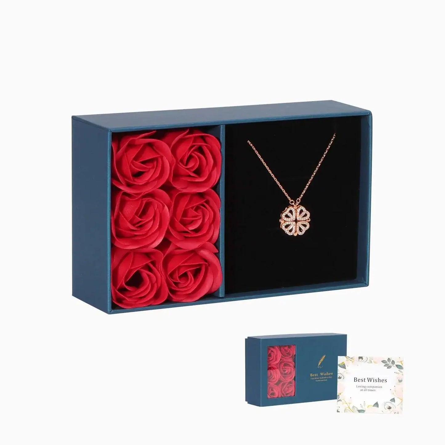 Everlasting Rose Gift Box with Elegant Necklace - Eleganzairee